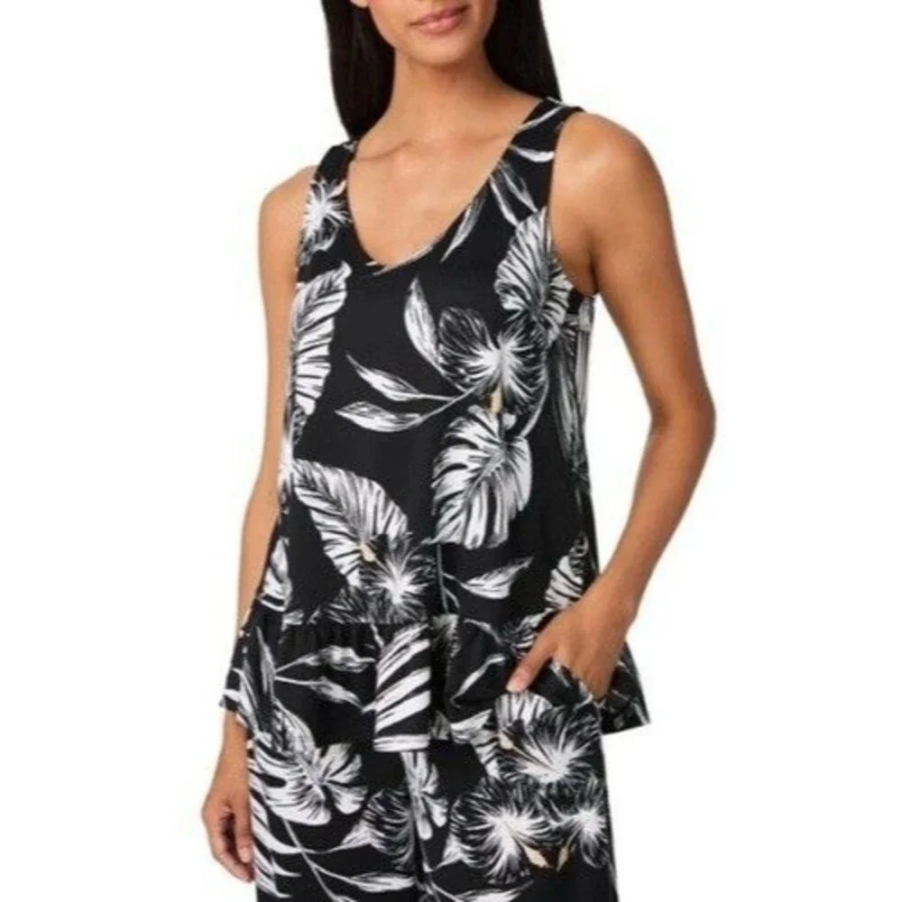 Tommy Bahama Women's Medium Black 3-piece Pajama Set Bold Tropical NWT